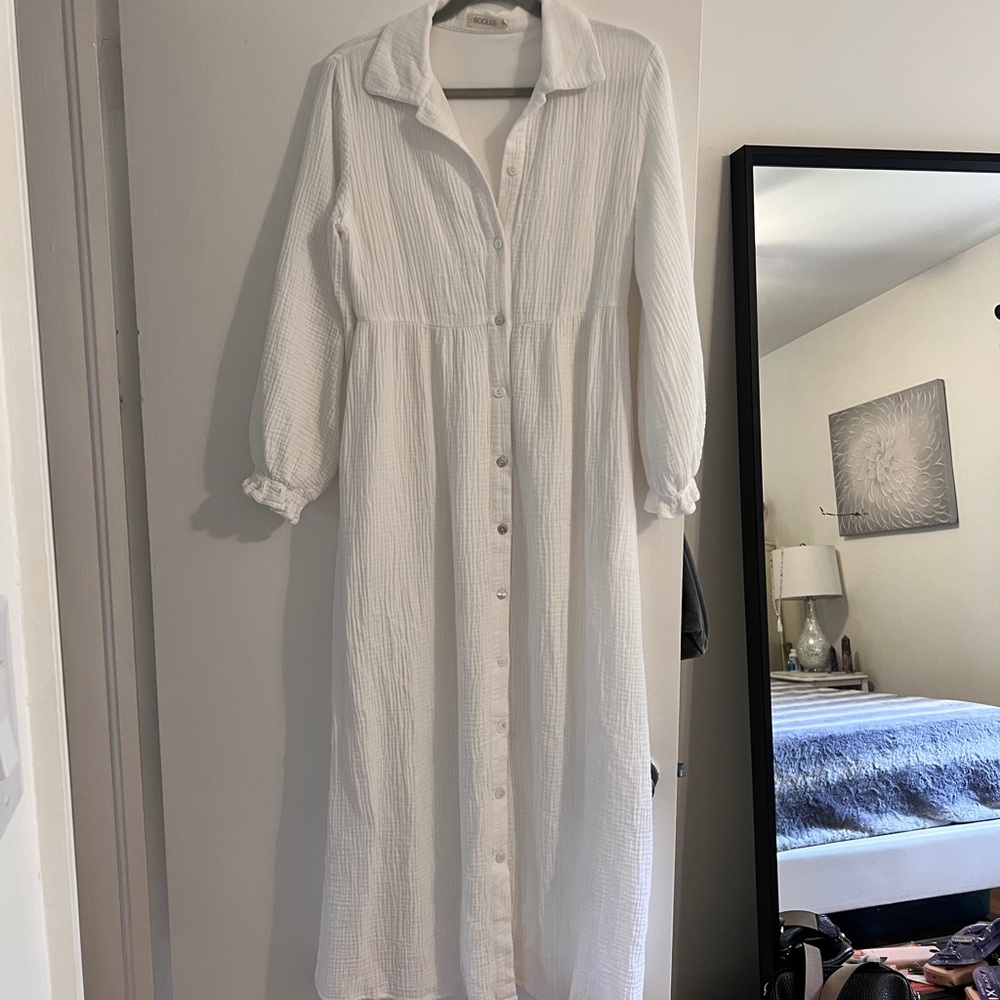Roolee White Long Sleeve Maxi Dress